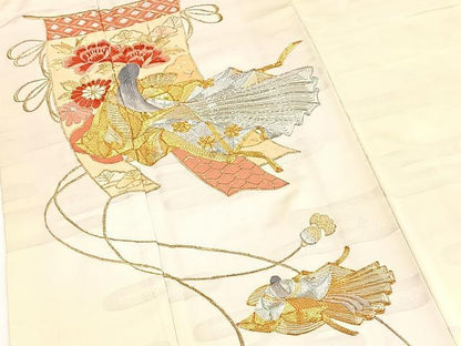 平和屋着物■豪華振袖　総刺繍　駒刺繍　十二単　暈し染め　正絹　逸品　BAAY5839yc