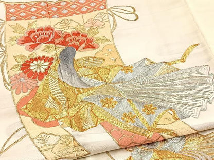 平和屋着物■豪華振袖　総刺繍　駒刺繍　十二単　暈し染め　正絹　逸品　BAAY5839yc