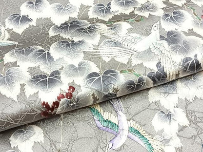 平和屋着物■上質な小紋　飛鳥葡萄蔦の葉文　鈴乃屋扱い　正絹　逸品　未使用　BAAY5842yc