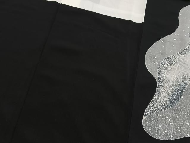 平和屋着物■豪華黒留袖　飛鶴道長花文　銀彩　正絹　逸品　BAAY5843yc