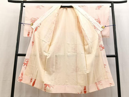 平和屋着物■長襦袢　袷　手描き　笹竹文　正絹　逸品　BAAY5846yc