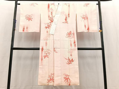 平和屋着物■長襦袢　袷　手描き　笹竹文　正絹　逸品　BAAY5846yc