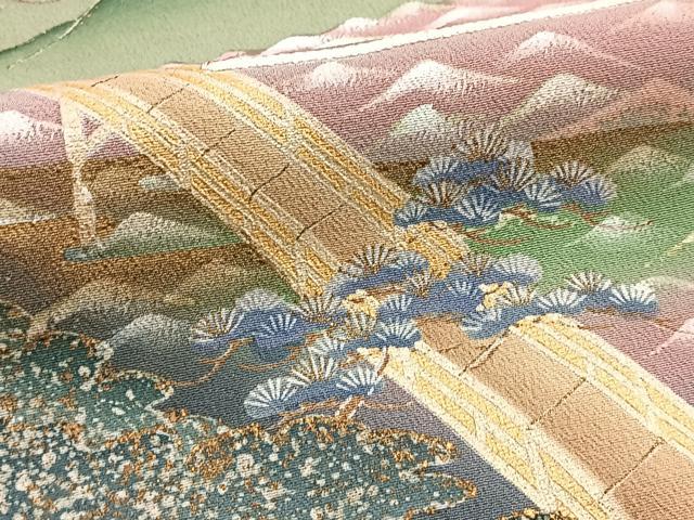 平和屋着物■豪華黒留袖　作家物　駒刺繍　飛鶴風景文　暈し染め　金彩　正絹　逸品　BAAY5848yc