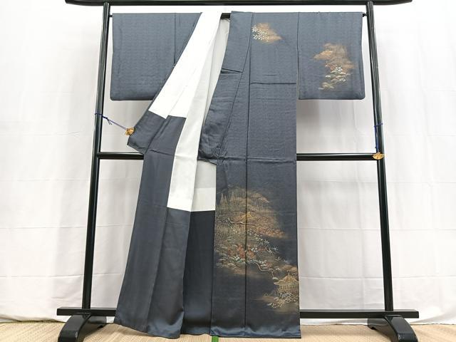 平和屋着物■訪問着　風景花文　暈し染め　金彩　正絹　逸品　BAAY5850yc