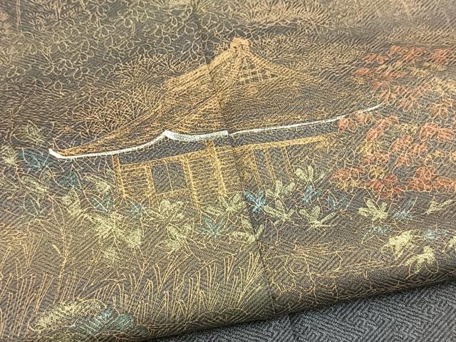 平和屋着物■訪問着　風景花文　暈し染め　金彩　正絹　逸品　BAAY5850yc
