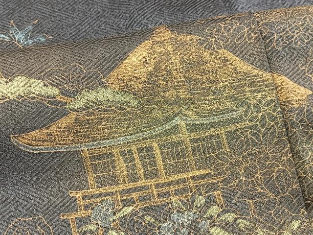 平和屋着物■訪問着　風景花文　暈し染め　金彩　正絹　逸品　BAAY5850yc