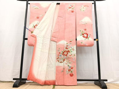 平和屋着物■豪華振袖　刺繍　花車文　暈し染め　金銀糸　正絹　逸品　BAAY5853yc