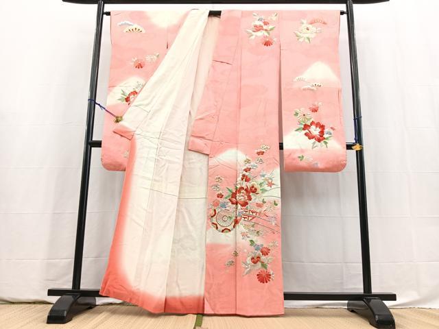 平和屋着物■豪華振袖　刺繍　花車文　暈し染め　金銀糸　正絹　逸品　BAAY5853yc