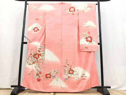 平和屋着物■豪華振袖　刺繍　花車文　暈し染め　金銀糸　正絹　逸品　BAAY5853yc