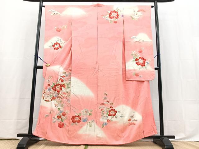 平和屋着物■豪華振袖　刺繍　花車文　暈し染め　金銀糸　正絹　逸品　BAAY5853yc