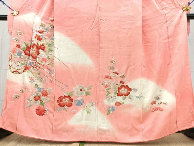 平和屋着物■豪華振袖　刺繍　花車文　暈し染め　金銀糸　正絹　逸品　BAAY5853yc