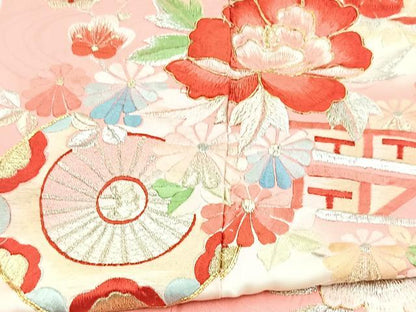 平和屋着物■豪華振袖　刺繍　花車文　暈し染め　金銀糸　正絹　逸品　BAAY5853yc