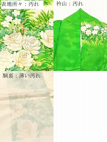 平和屋着物■豪華振袖　駒刺繍　草花文　正絹　逸品　BAAY5854yc