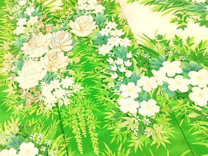 平和屋着物■豪華振袖　駒刺繍　草花文　正絹　逸品　BAAY5854yc