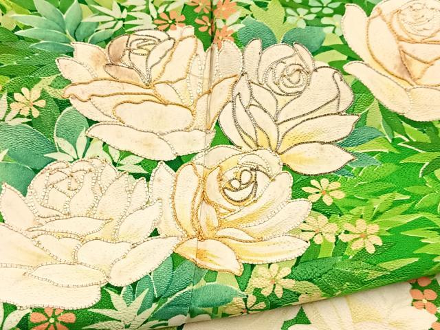 平和屋着物■豪華振袖　駒刺繍　草花文　正絹　逸品　BAAY5854yc