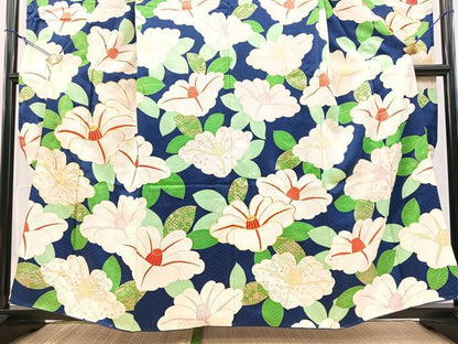 平和屋着物■豪華振袖　駒刺繍　椿　金彩　正絹　逸品　BAAY5859yc