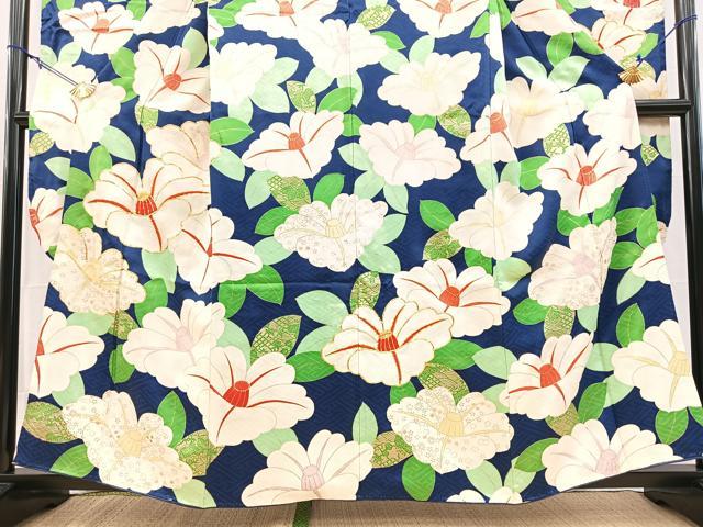 平和屋着物■豪華振袖　駒刺繍　椿　金彩　正絹　逸品　BAAY5859yc