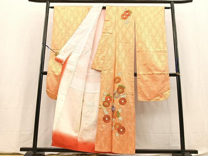 平和屋着物■豪華振袖　総刺繍　駒刺繍　菊梅文　金彩　正絹　逸品　BAAY5860yc