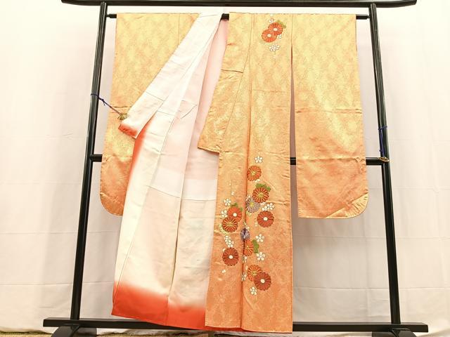 平和屋着物■豪華振袖　総刺繍　駒刺繍　菊梅文　金彩　正絹　逸品　BAAY5860yc