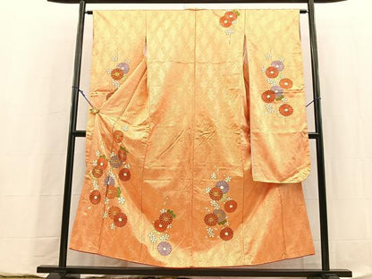 平和屋着物■豪華振袖　総刺繍　駒刺繍　菊梅文　金彩　正絹　逸品　BAAY5860yc