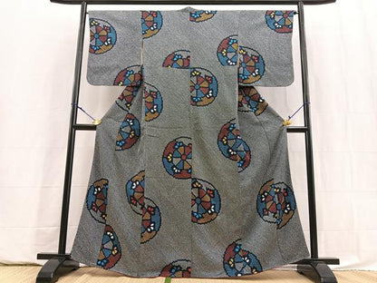 平和屋着物■上質な小紋　総絞り　源氏物語　正絹　逸品　BAAY5861yc