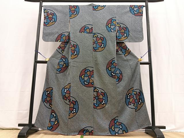 平和屋着物■上質な小紋　総絞り　源氏物語　正絹　逸品　BAAY5861yc