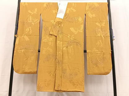 平和屋着物■振袖用長襦袢　袷　舞蝶文　金彩　正絹　逸品　BAAY5864yc