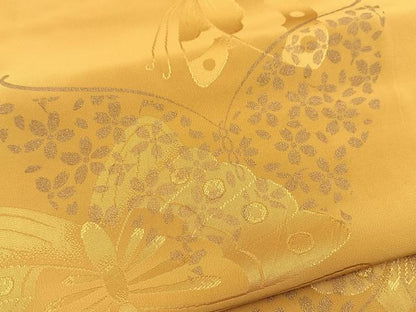 平和屋着物■振袖用長襦袢　袷　舞蝶文　金彩　正絹　逸品　BAAY5864yc