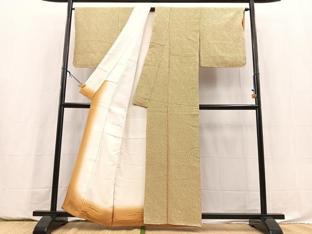 平和屋着物■大変加工の良い総絞り小紋　正絹　逸品　BAAY5871yc