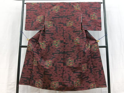 平和屋着物■上質な紬　風景花文　正絹　逸品　未使用　BAAY5872yc