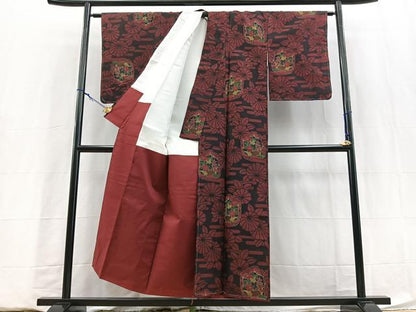 平和屋着物■上質な紬　風景花文　正絹　逸品　未使用　BAAY5872yc
