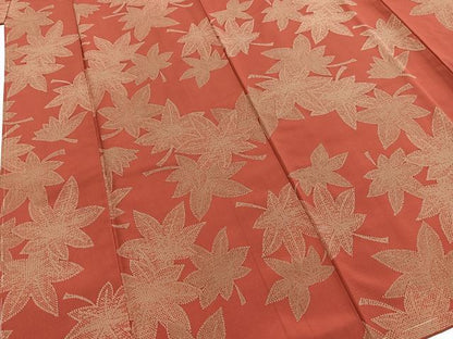 平和屋着物■上質な紬　楓文　正絹　逸品　未使用　BAAY5874yc