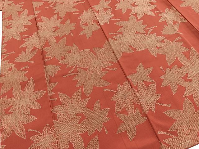 平和屋着物■上質な紬　楓文　正絹　逸品　未使用　BAAY5874yc