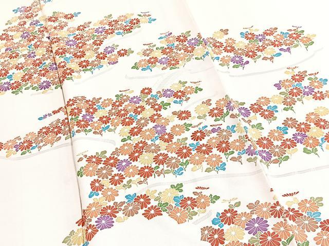 平和屋着物■訪問着　渡り橋花文　正絹　逸品　BAAY5875yc