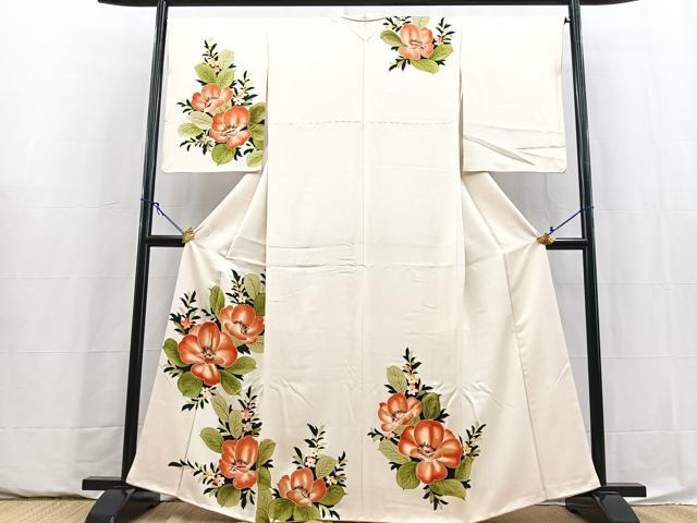 平和屋着物■訪問着　手描き　草花文　正絹　逸品　BAAY5876yc