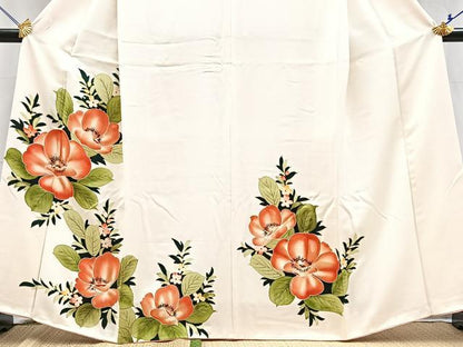 平和屋着物■訪問着　手描き　草花文　正絹　逸品　BAAY5876yc