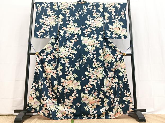 平和屋着物■上質な小紋　草花文　正絹　逸品　BAAY5877yc
