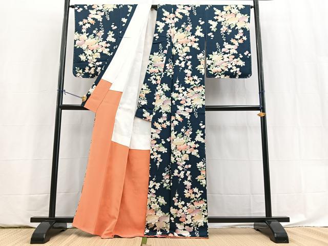 平和屋着物■上質な小紋　草花文　正絹　逸品　BAAY5877yc