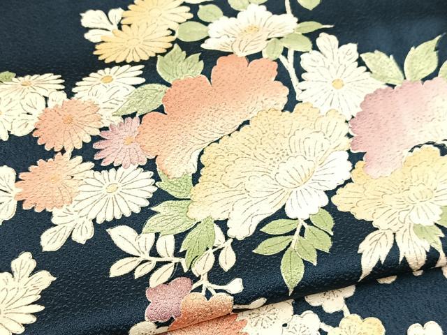 平和屋着物■上質な小紋　草花文　正絹　逸品　BAAY5877yc