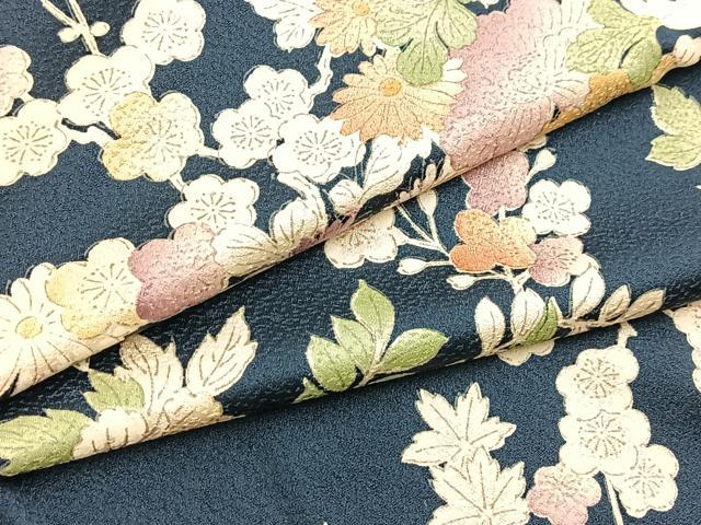 平和屋着物■上質な小紋　草花文　正絹　逸品　BAAY5877yc