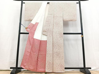 平和屋着物■上質な小紋　七宝文　扇面金通し地　やまと誂製　正絹　逸品　BAAY5879yc