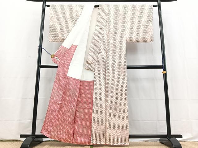平和屋着物■上質な小紋　七宝文　扇面金通し地　やまと誂製　正絹　逸品　BAAY5879yc