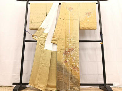 平和屋着物■訪問着　駒刺繍　扇面花文　暈し染め　金彩　やまと誂製　正絹　逸品　BAAY5880yc