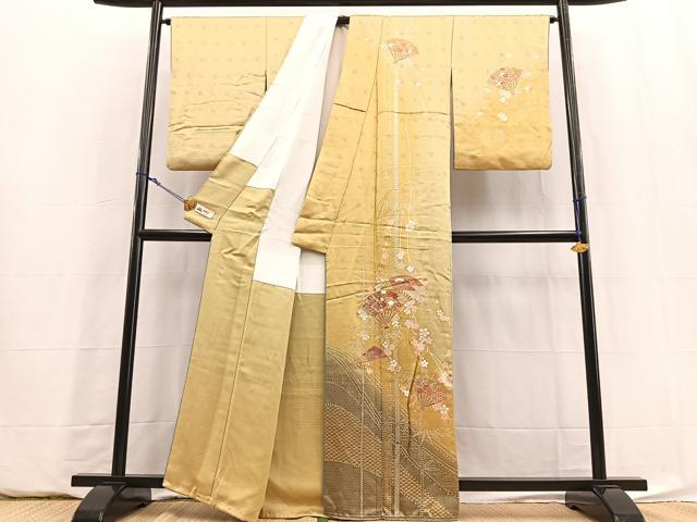 平和屋着物■訪問着　駒刺繍　扇面花文　暈し染め　金彩　やまと誂製　正絹　逸品　BAAY5880yc