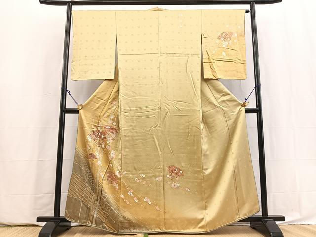 平和屋着物■訪問着　駒刺繍　扇面花文　暈し染め　金彩　やまと誂製　正絹　逸品　BAAY5880yc