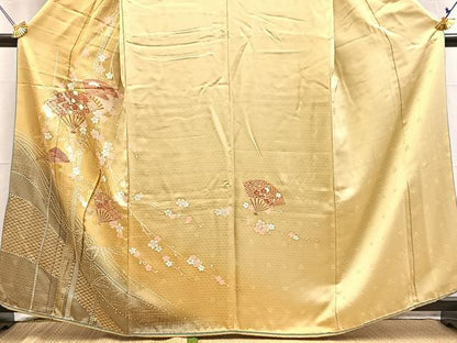 平和屋着物■訪問着　駒刺繍　扇面花文　暈し染め　金彩　やまと誂製　正絹　逸品　BAAY5880yc