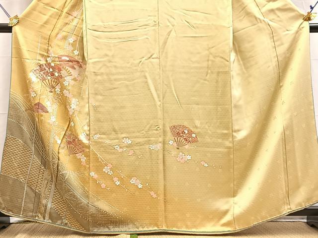 平和屋着物■訪問着　駒刺繍　扇面花文　暈し染め　金彩　やまと誂製　正絹　逸品　BAAY5880yc