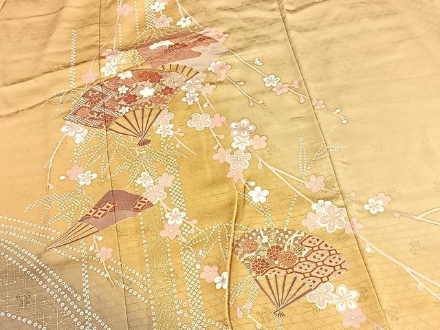 平和屋着物■訪問着　駒刺繍　扇面花文　暈し染め　金彩　やまと誂製　正絹　逸品　BAAY5880yc