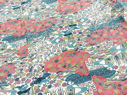 平和屋着物■上質な小紋　型染め　流水風景花文　正絹　逸品　BAAY5882yc