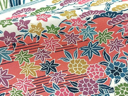 平和屋着物■上質な小紋　型染め　流水風景花文　正絹　逸品　BAAY5882yc